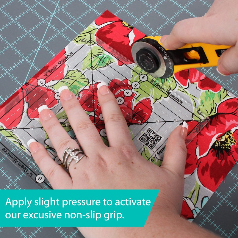 Creative Grids 9-1/2in Square It Up or Fussy Cut Square Quilting Ruler â€“ CGRSQ9 â€“ Made in USA, Non-Slip Grip Acrylic Quilting, Sewing, Crafting, Patchwork Ruler & Template - Image 4